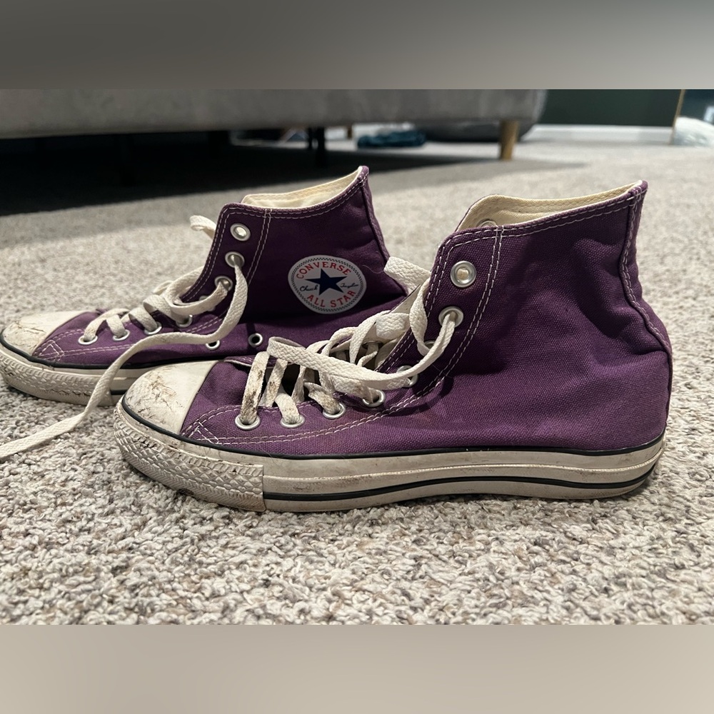 Converse all star high top purple sneakers